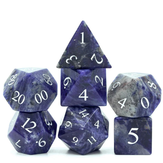 BLUE-VEIN - GEMSTONE ENGRAVED Dice Set