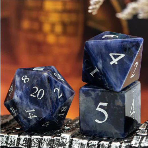 BLUE-VEIN - GEMSTONE ENGRAVED Dice Set