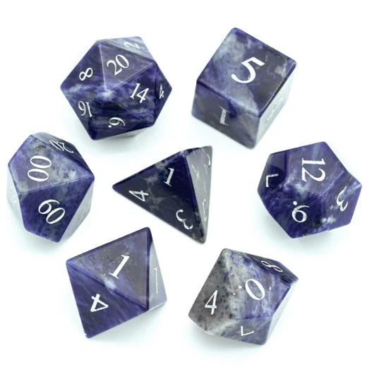 BLUE-VEIN - GEMSTONE ENGRAVED Dice Set