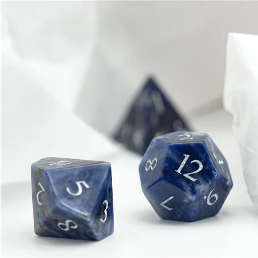 BLUE-VEIN - GEMSTONE ENGRAVED Dice Set