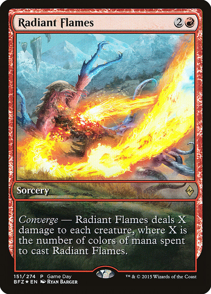 Radiant Flames (Game Day) [Battle for Zendikar Promos]