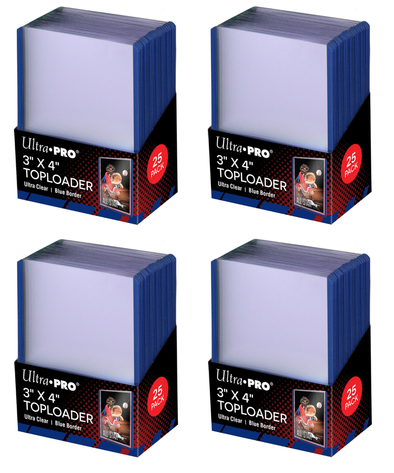 Ultra PRO: Toploader - 3" x 4" (25ct - Blue Border) (4-Pack)